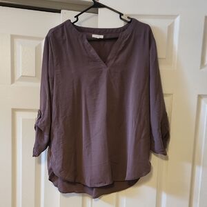 Maurices Mauve V-Neck Roll-Tab Tunic